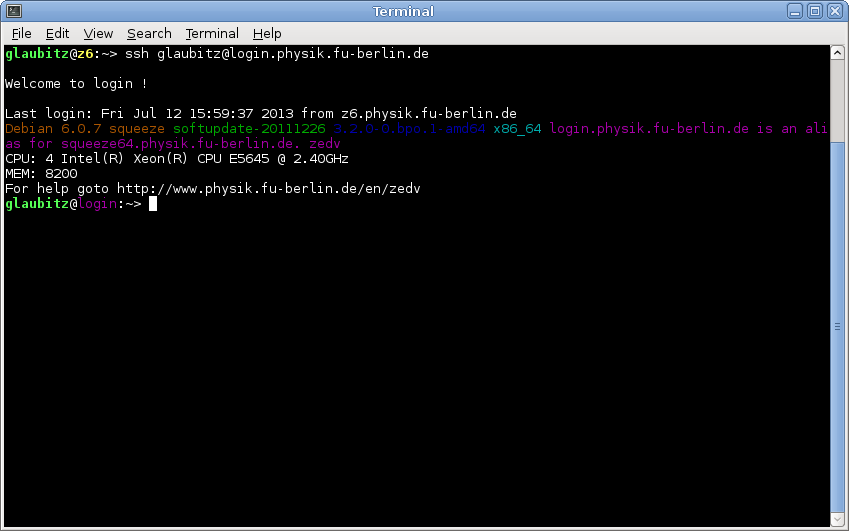 open in terminal ssh