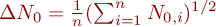  \Delta N_{0} = \frac{1}{n}(\sum_{i=1}^{n} N_{0,i})^{1/2} 